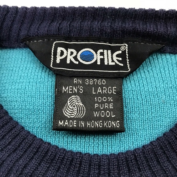 Mens Sweater Wool Pullover Ski Colorblock Hipster - Picture 6 of 7